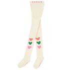 Girls Ivory Hearts Tights , 1, hi-res