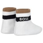 White Logo Hat & Booties Baby Gift Set, 1, hi-res