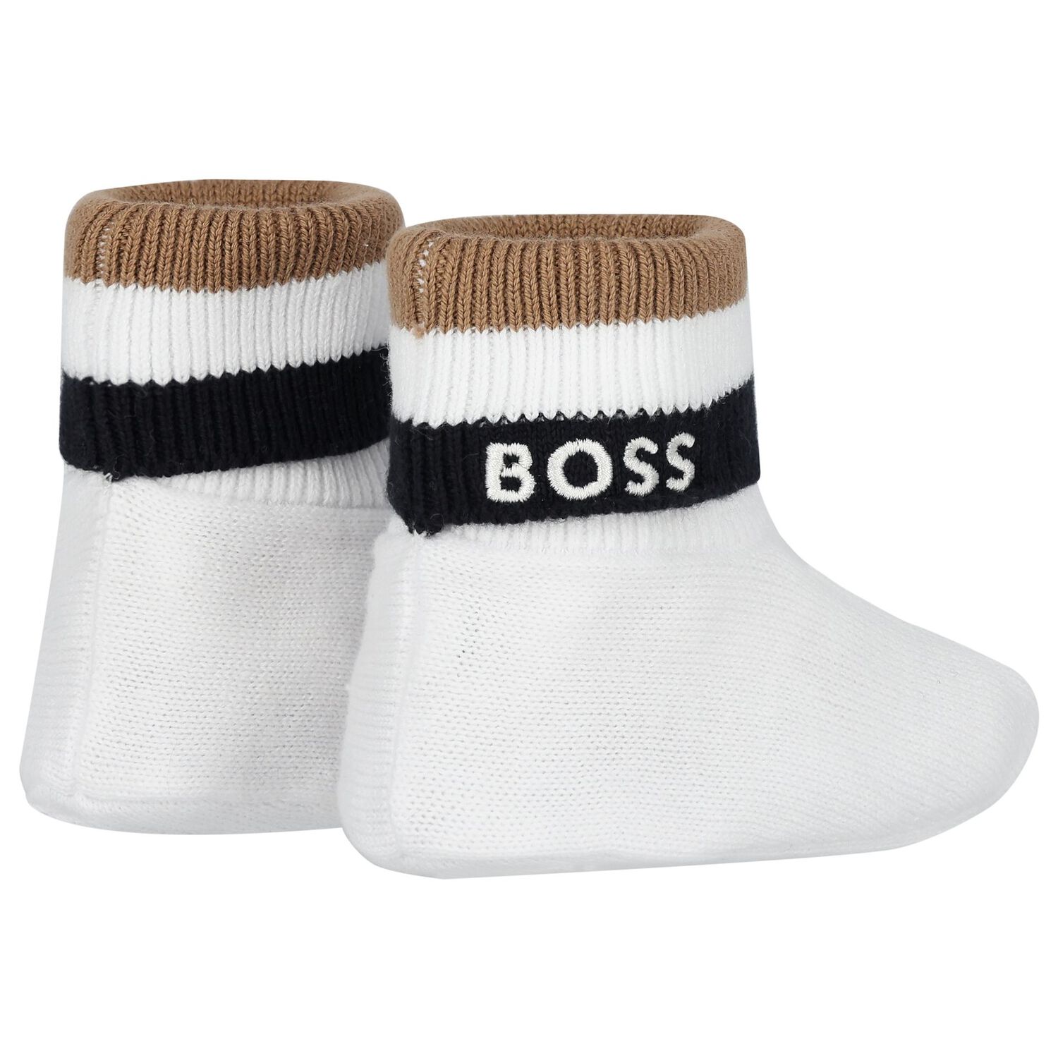 White Logo Hat & Booties Baby Gift Set, 1, hi-res