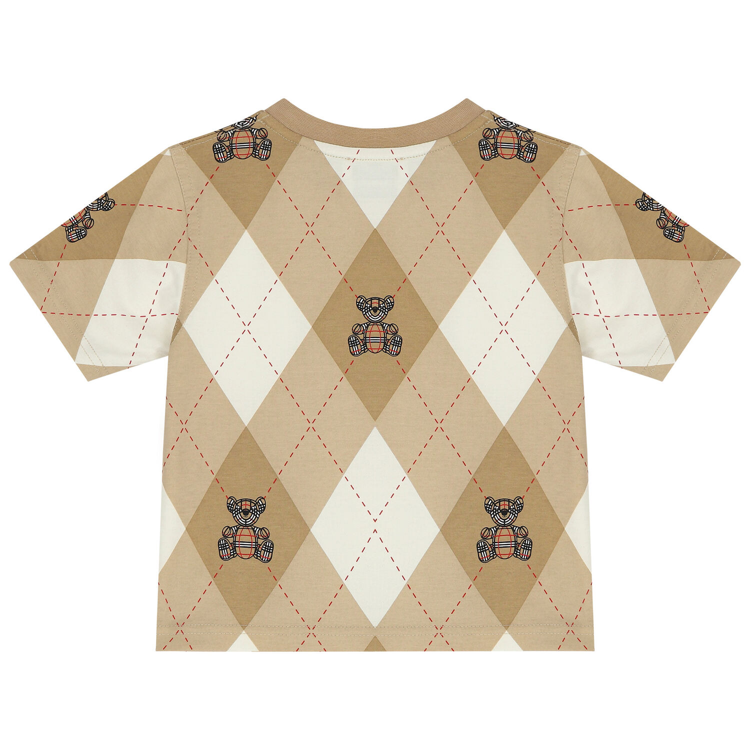 Beige Argyle Check T-Shirt, 1, hi-res