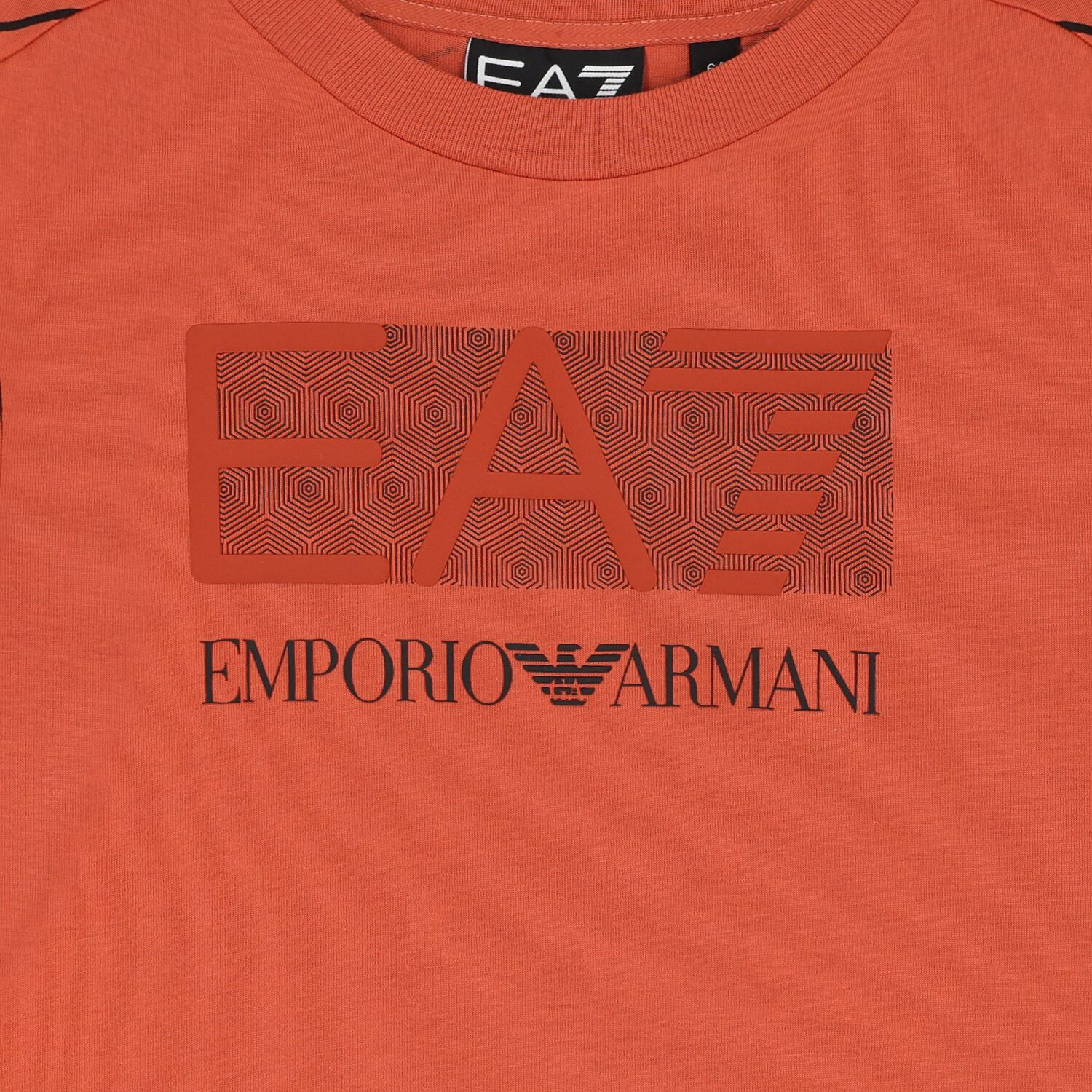 Boys Orange Geometric EA7 T-Shirt, 3, hi-res