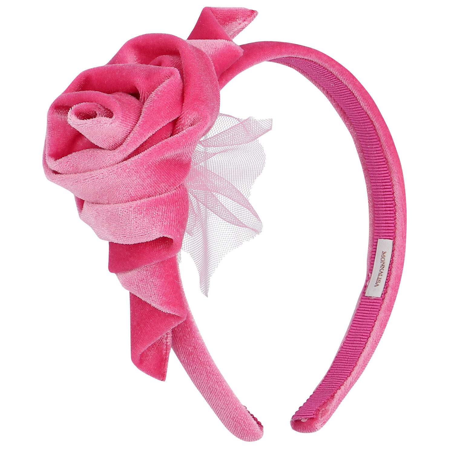 Girls Pink Rose Headband, 2, hi-res