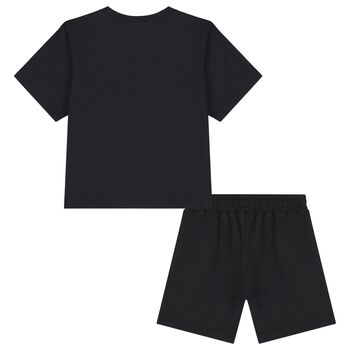 Boys Black Logo Shorts Set