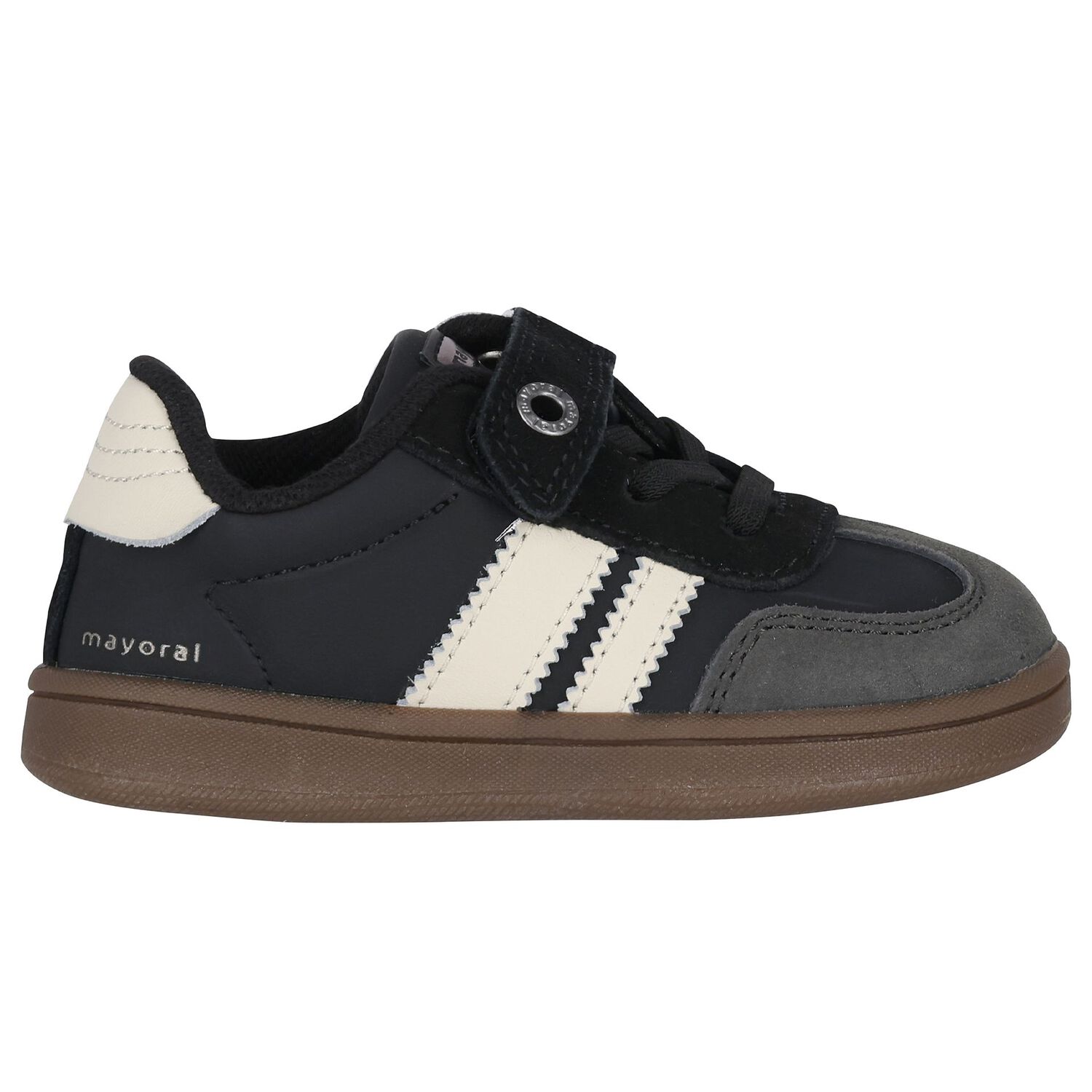 Younger Boys Black & White Trainers, 2, hi-res