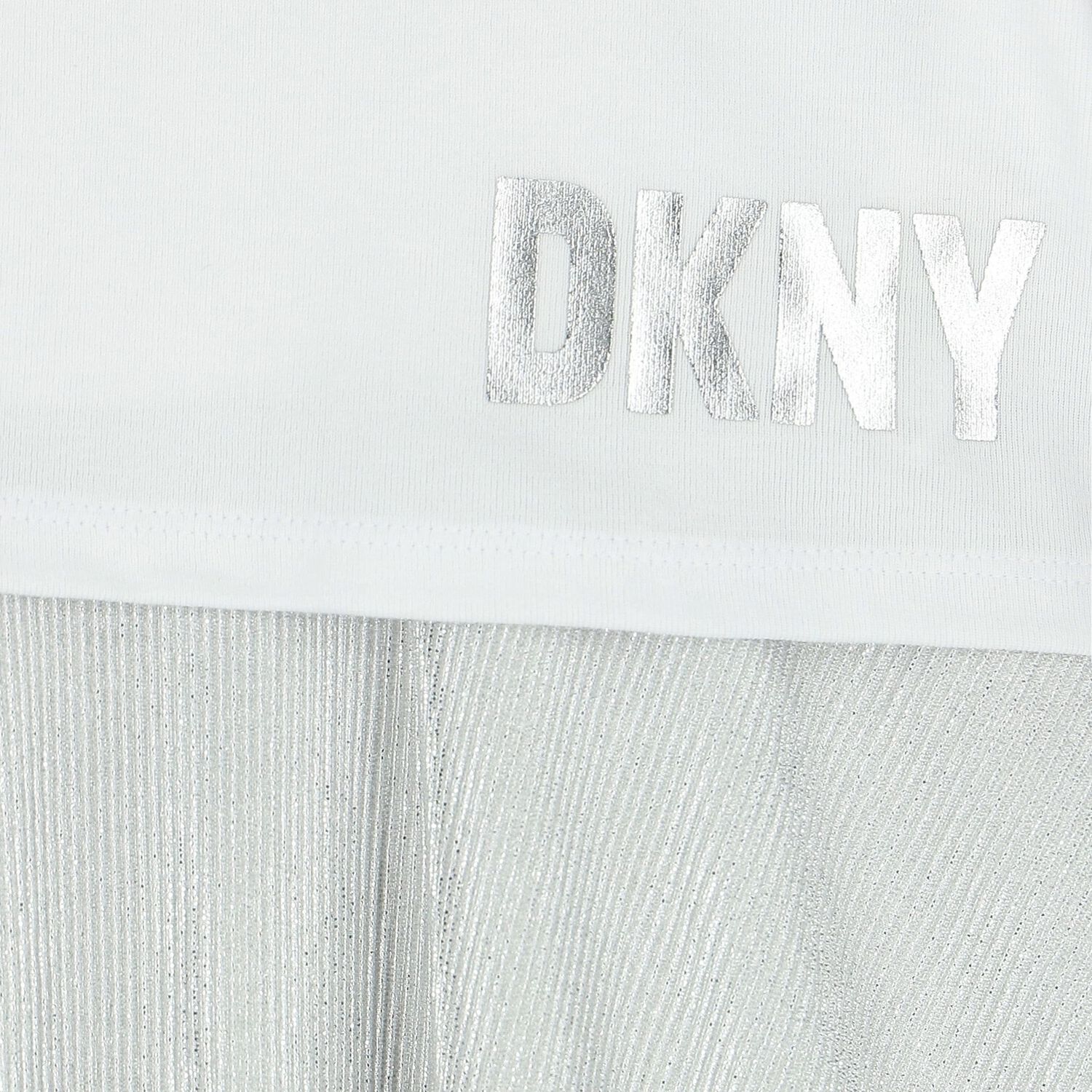 Girls Silver & White 2-In-1 Dress, 1, hi-res