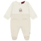 Ivory & Beige Teddy Bear Logo Babygrow, 1, hi-res