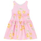 Girls Pink Ruffled Floral Dress, 1, hi-res