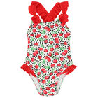 Younger Girls White & Red Fruits Swimsuit, 1, hi-res