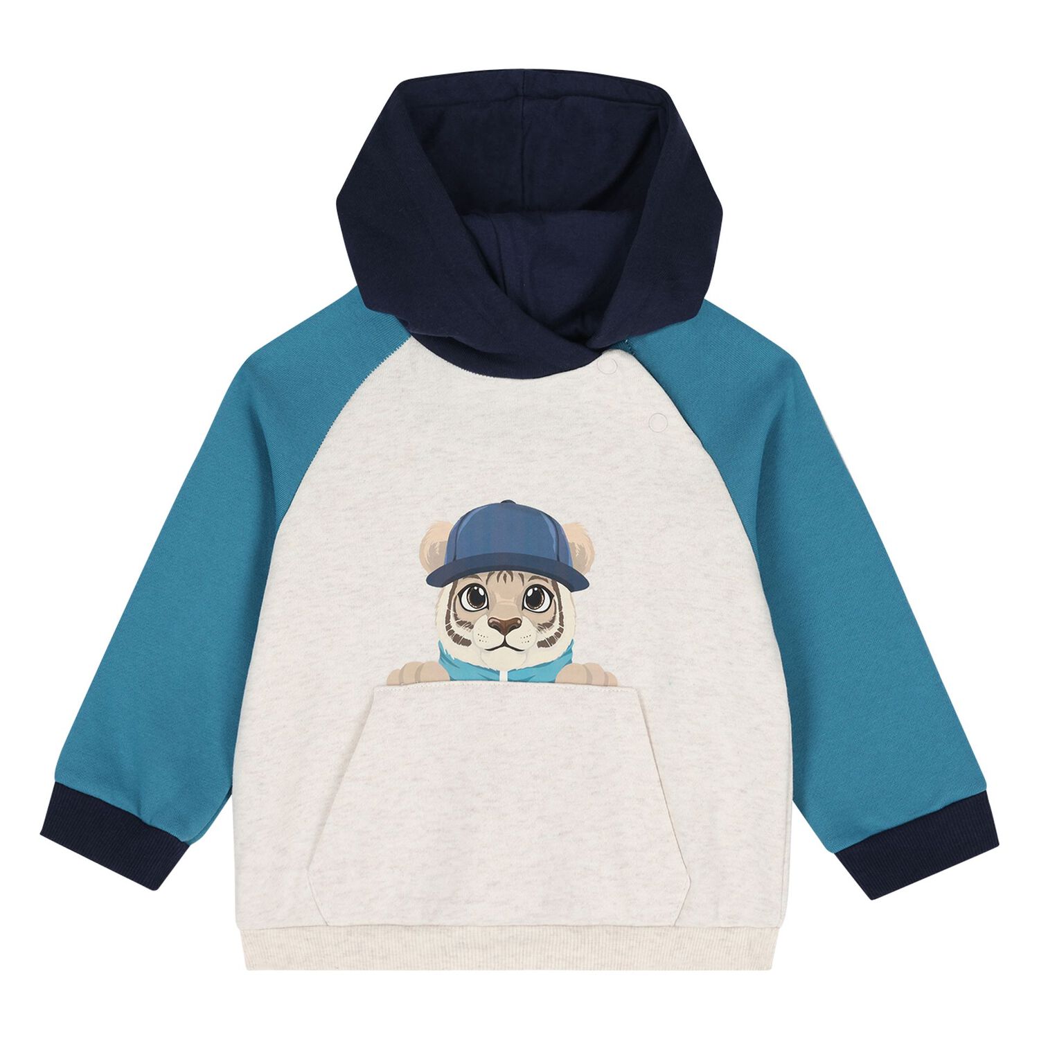 Younger Boys Blue & Beige Tiger Tracksuit Set, 1, hi-res