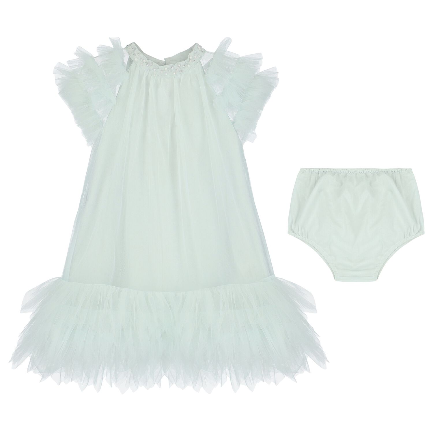Baby Girls Aqua Tulle Dress Set, 1, hi-res