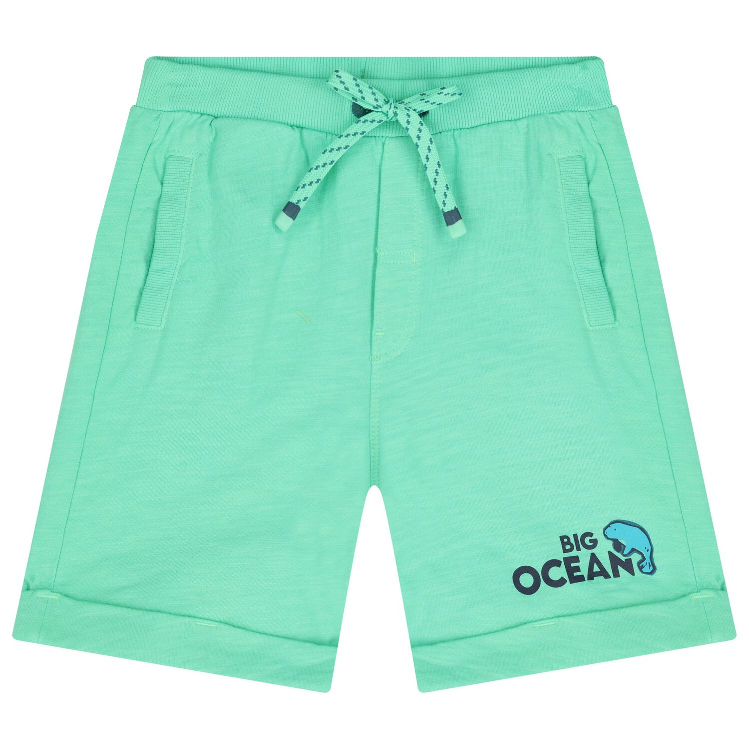 Boys Green Fleece Shorts, 1, hi-res