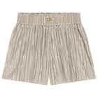 Girls Gold Metallic Pleated Shorts, 1, hi-res