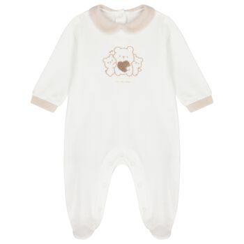 White & Beige Teddy Bear Babygrow