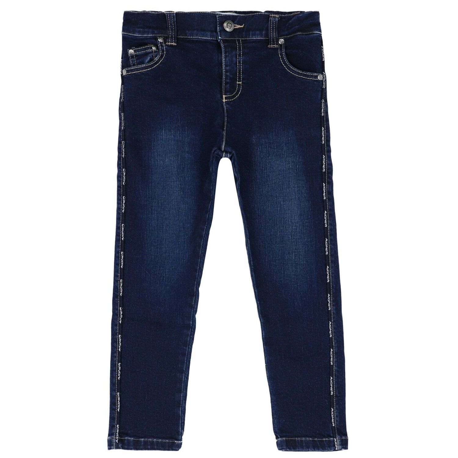 Boys Blue Denim Logo Jeans, 1, hi-res