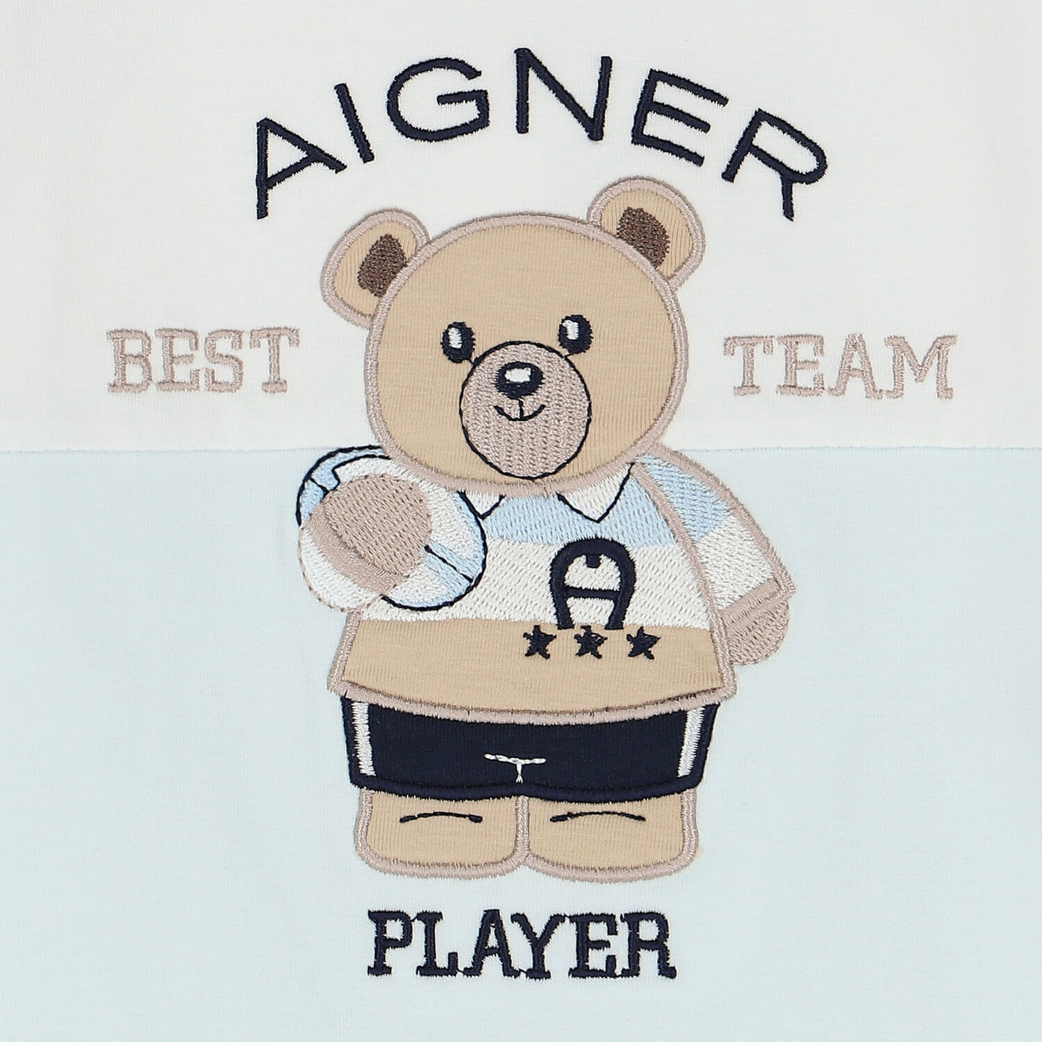 Baby Boys White & Blue Teddy Bear Babygrow, 1, hi-res