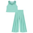 Girls Green Crepe Trousers Set, 1, hi-res