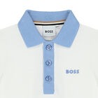 Younger Boys White Logo Polo Shirt, 1, hi-res
