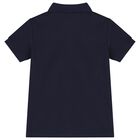 Boys Navy Cotton Logo Polo Shirt, 2, hi-res