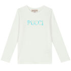 Girls Ivory Logo Long Sleeve Top, 1, hi-res