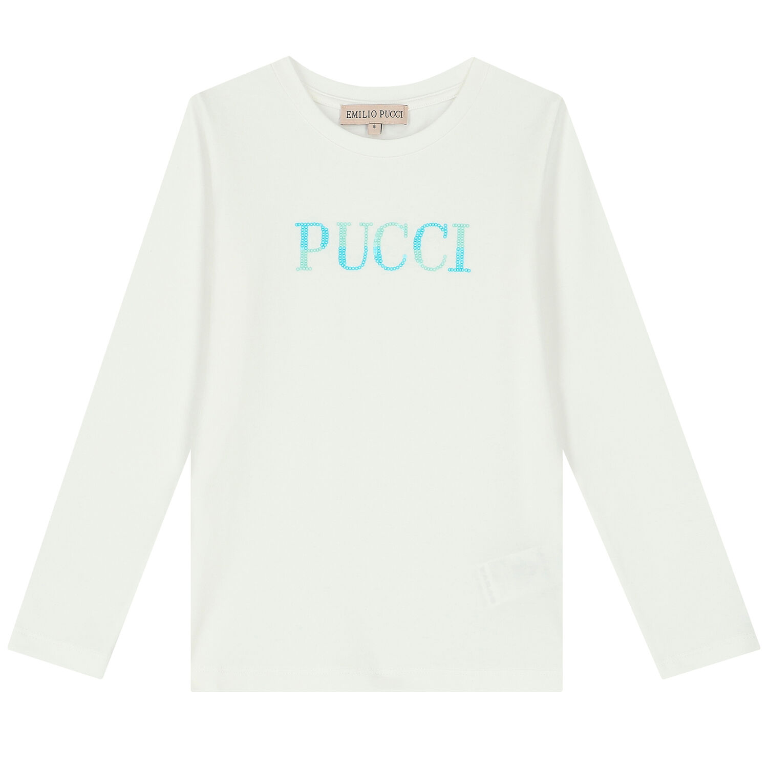 Girls Ivory Logo Long Sleeve Top, 1, hi-res