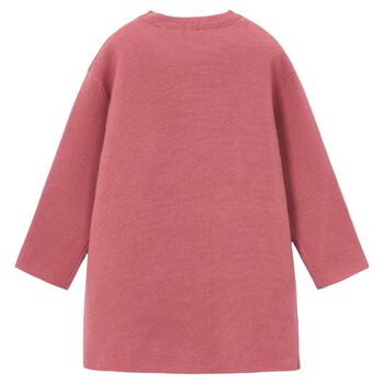 Girls Pink Fox Knitted Dress Set
