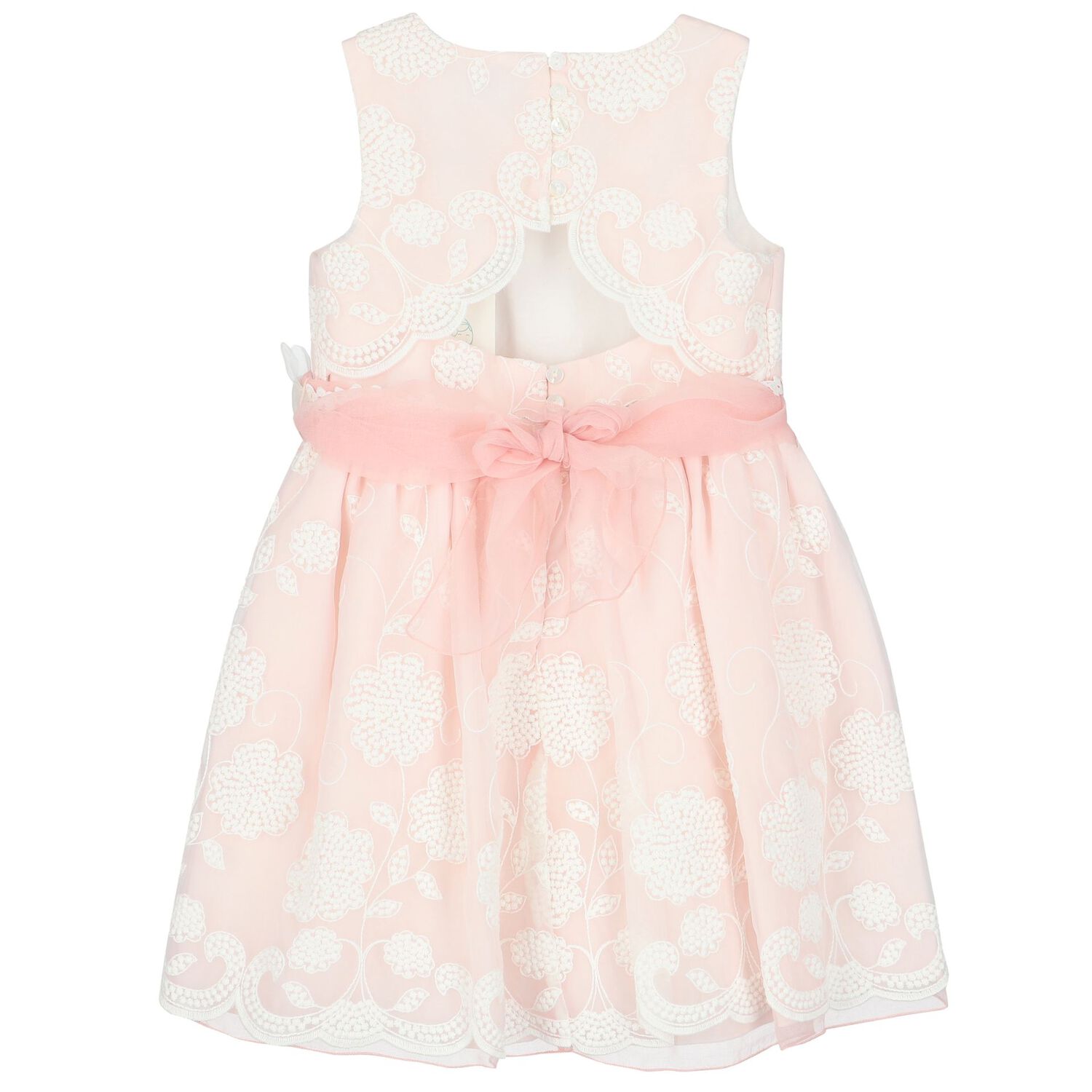 Girls Pink & White Floral Dress, 2, hi-res