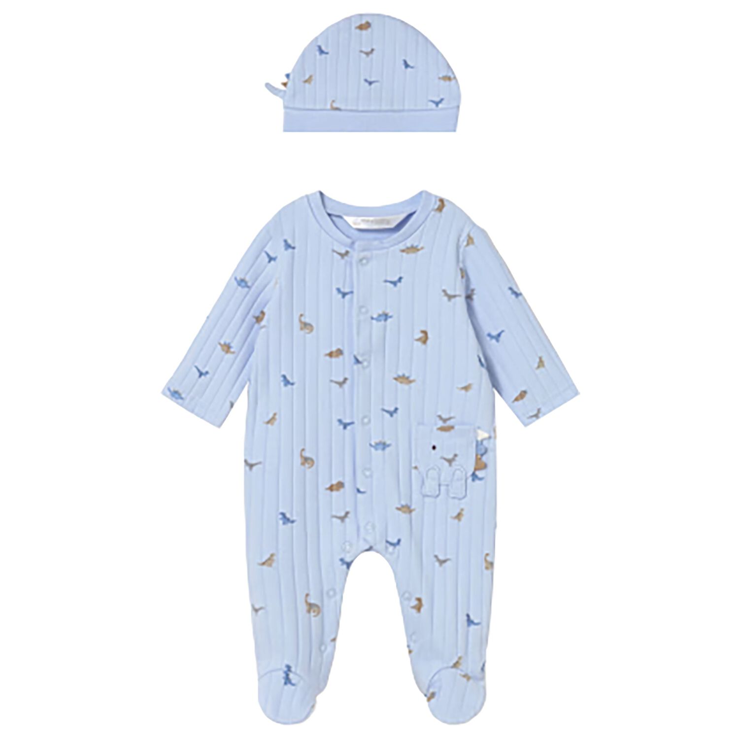 Baby Boys Blue Dinosaur Babygrow Set, 2, hi-res
