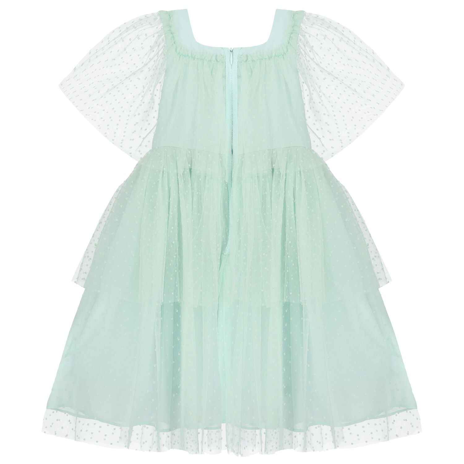 Girls Green Tulle & Chiffon Dress, 1, hi-res image number null