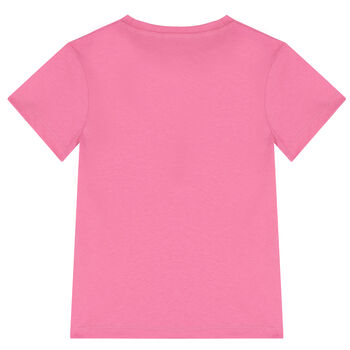 Girls Pink Embellished Logo T-Shirt