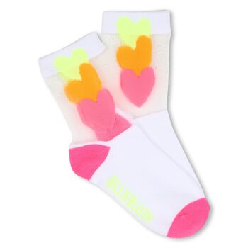 Girls White Hearts Socks