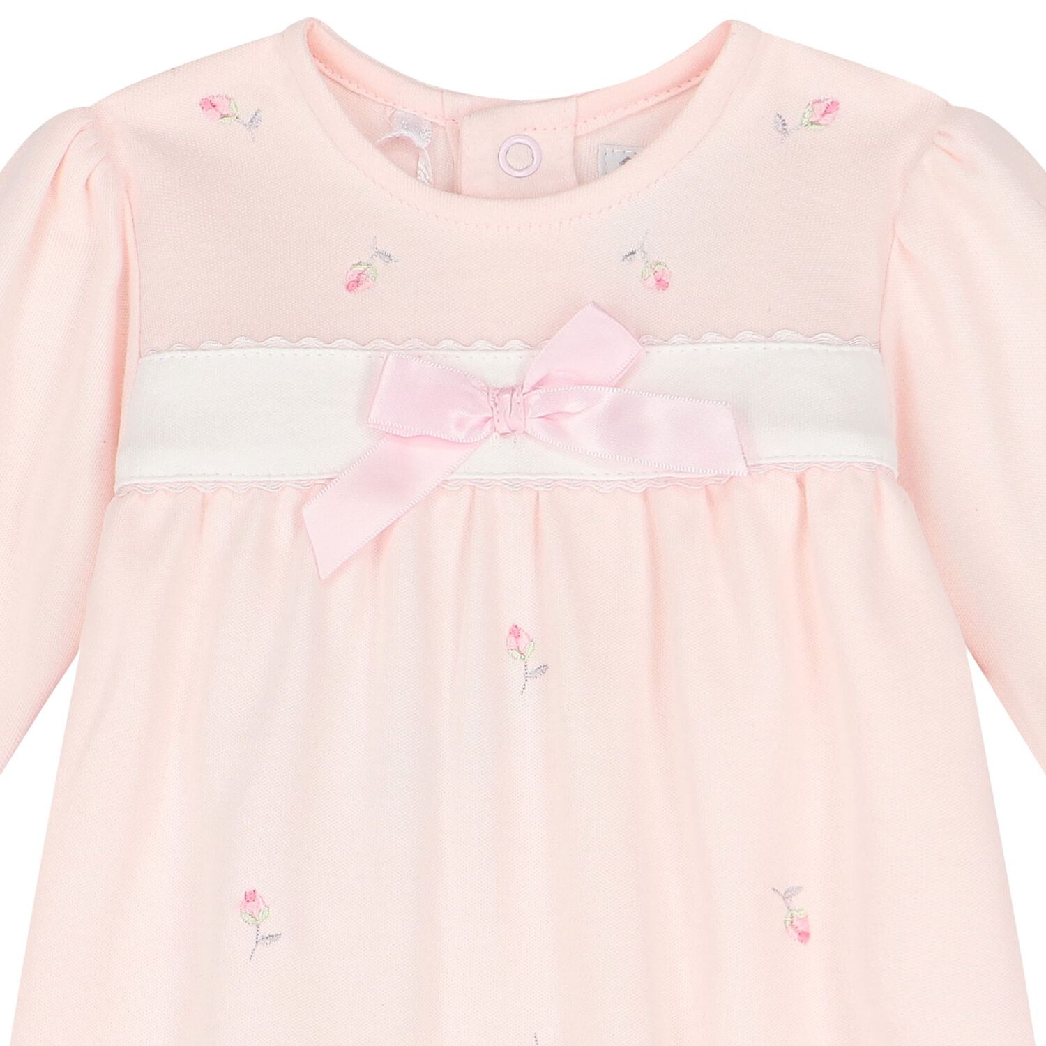 Baby Girls Pink Bow Babygrow, 1, hi-res image number null