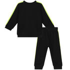Younger Boys Black & Green Logo Tracksuit, 1, hi-res