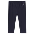 Younger Girls Navy Blue Logo Leggings, 3, hi-res