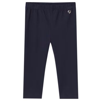 Younger Girls Navy Blue Logo Leggings