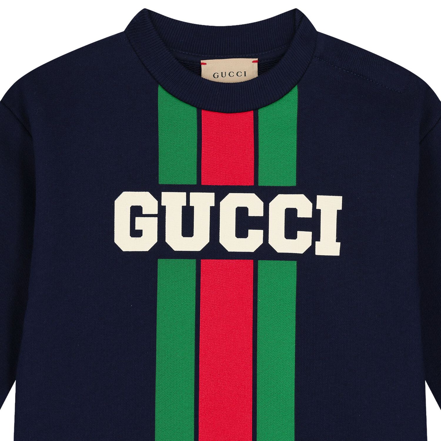 Younger Boys Navy Blue Logo Web Striped Sweatshirt, 1, hi-res image number null