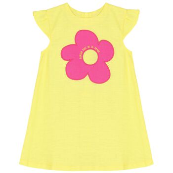 Girls Yellow & Pink Flower Logo Dress