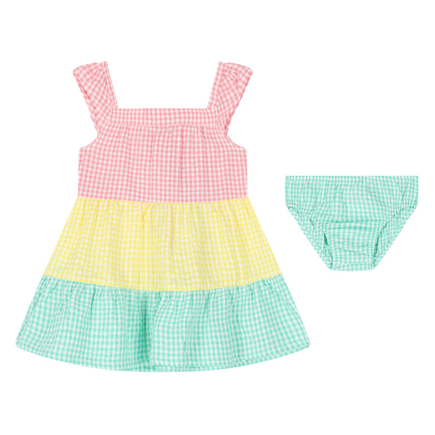 Baby Girls Multi-Coloured Gingham Dress Set, 1, hi-res image number null