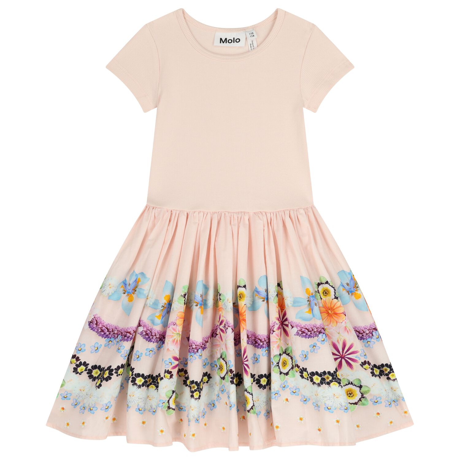 Girls Pink Floral Dress, 3, hi-res