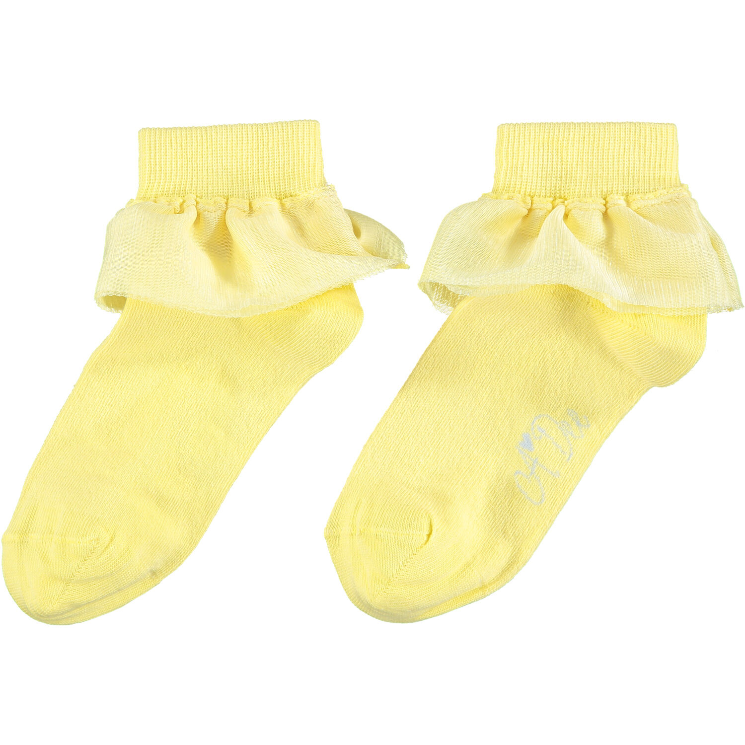 Girls Yellow Logo Socks, 1, hi-res