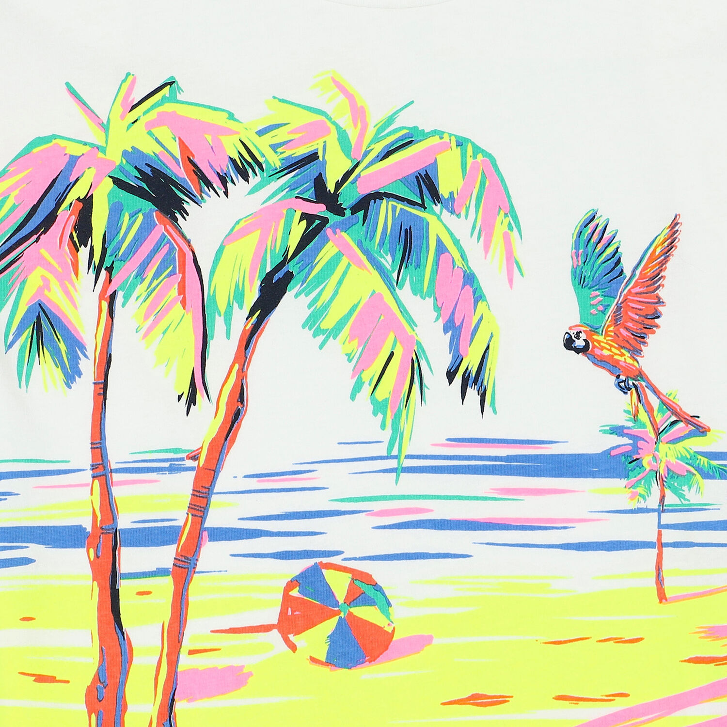 Girls White Palm Tree T-Shirt, 1, hi-res