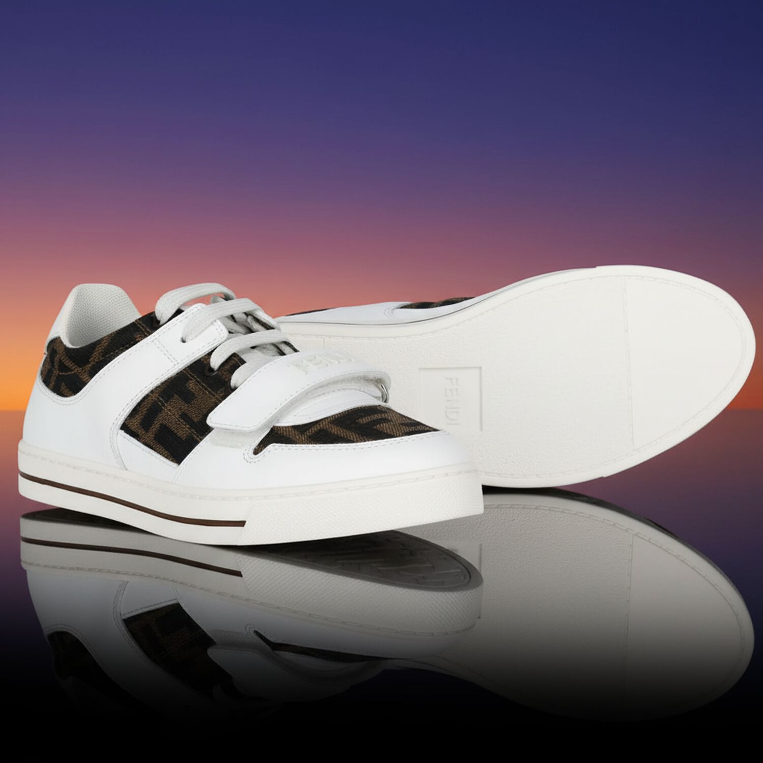 White FF Leather Trainers, 1, hi-res