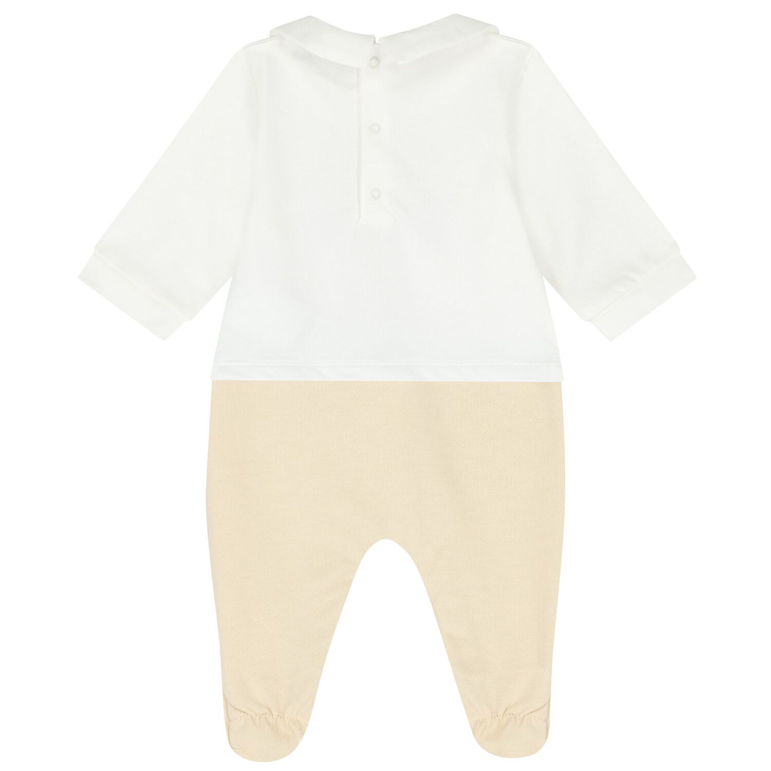 White & Beige Teddy Bear Logo Babygrow, 1, hi-res