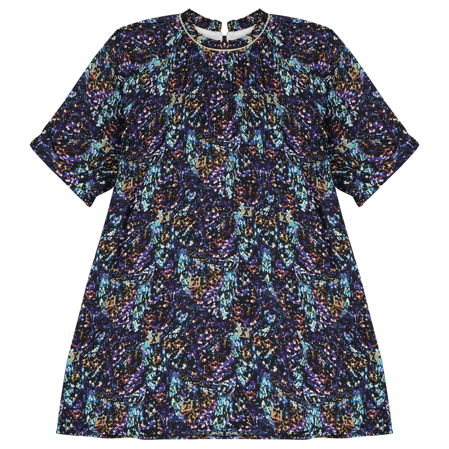 Girls Navy Blue Logo Dress, 1, hi-res