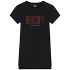 Girls Black Logo Dress, 1, hi-res