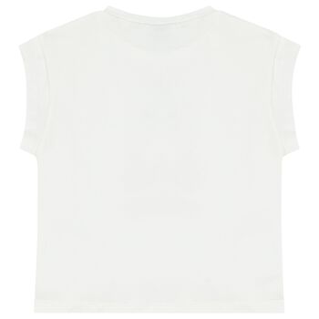 Girls White Sequin T-Shirt