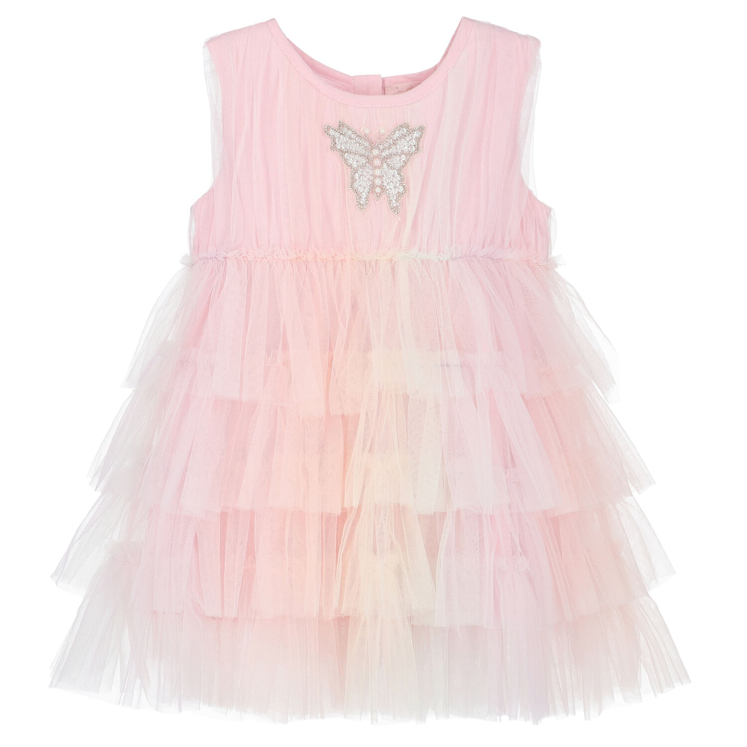Baby Girls Pink Butterfly Tulle Dress Set, 1, hi-res