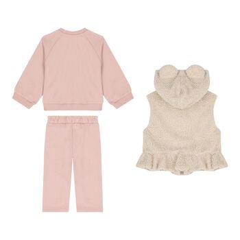 Baby Girls Pink & Beige Tracksuit Set