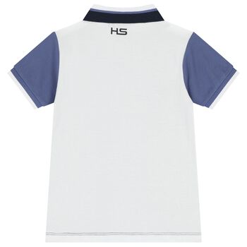 Boys Navy Blue & White Logo Polo Shirt