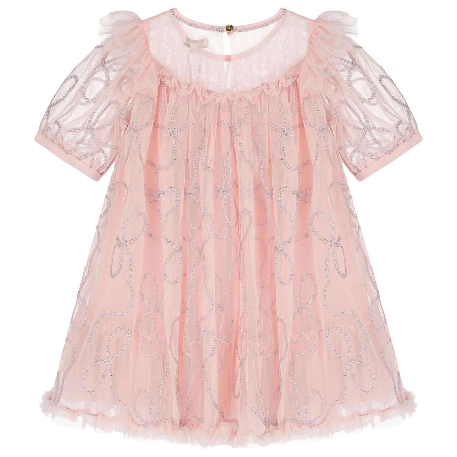 Girls Pink Embellished Tulle Dress, 1, hi-res