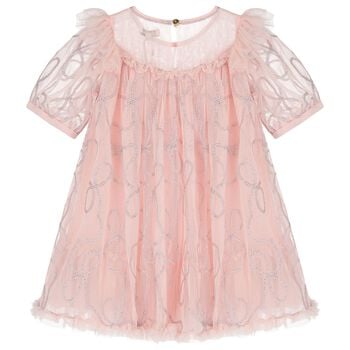 Girls Pink Embellished Tulle Dress
